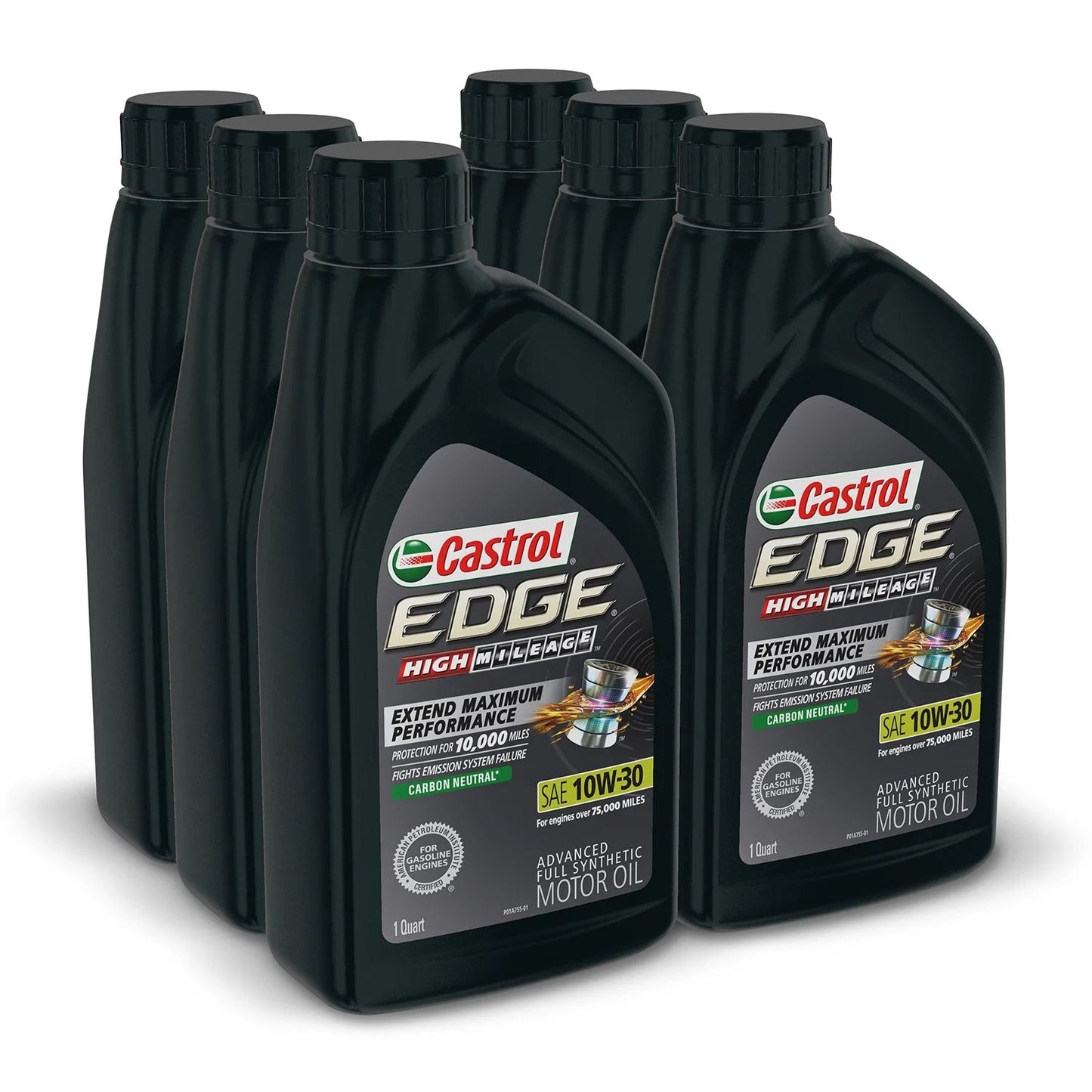 Edge High Mileage 10W-30 Advanced Full Synthetic Motor Oil, 1 Quart, Case of 6