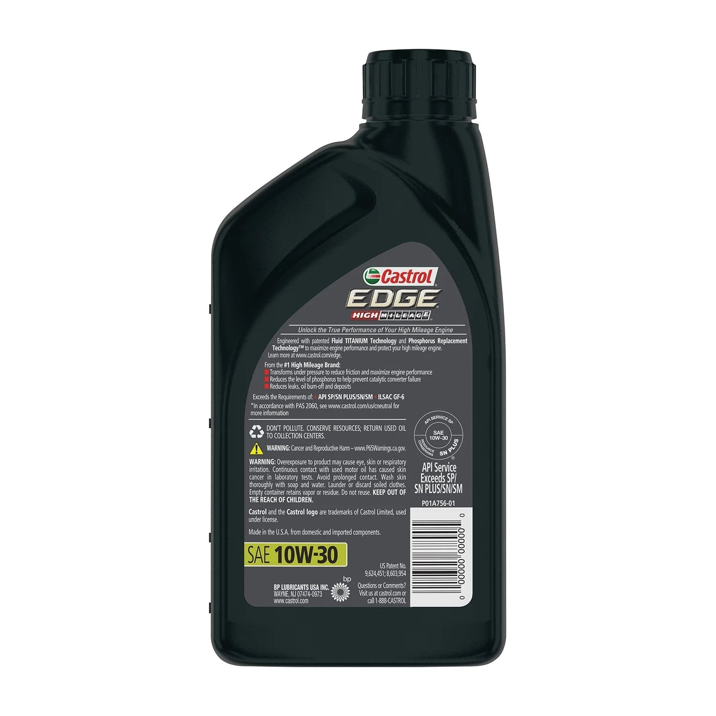 Edge High Mileage 10W-30 Advanced Full Synthetic Motor Oil, 1 Quart, Case of 6