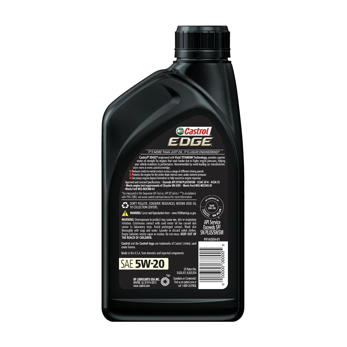 Edge 5W-20 Advanced Full Synthetic Motor Oil, 1 Quart, Case of 6