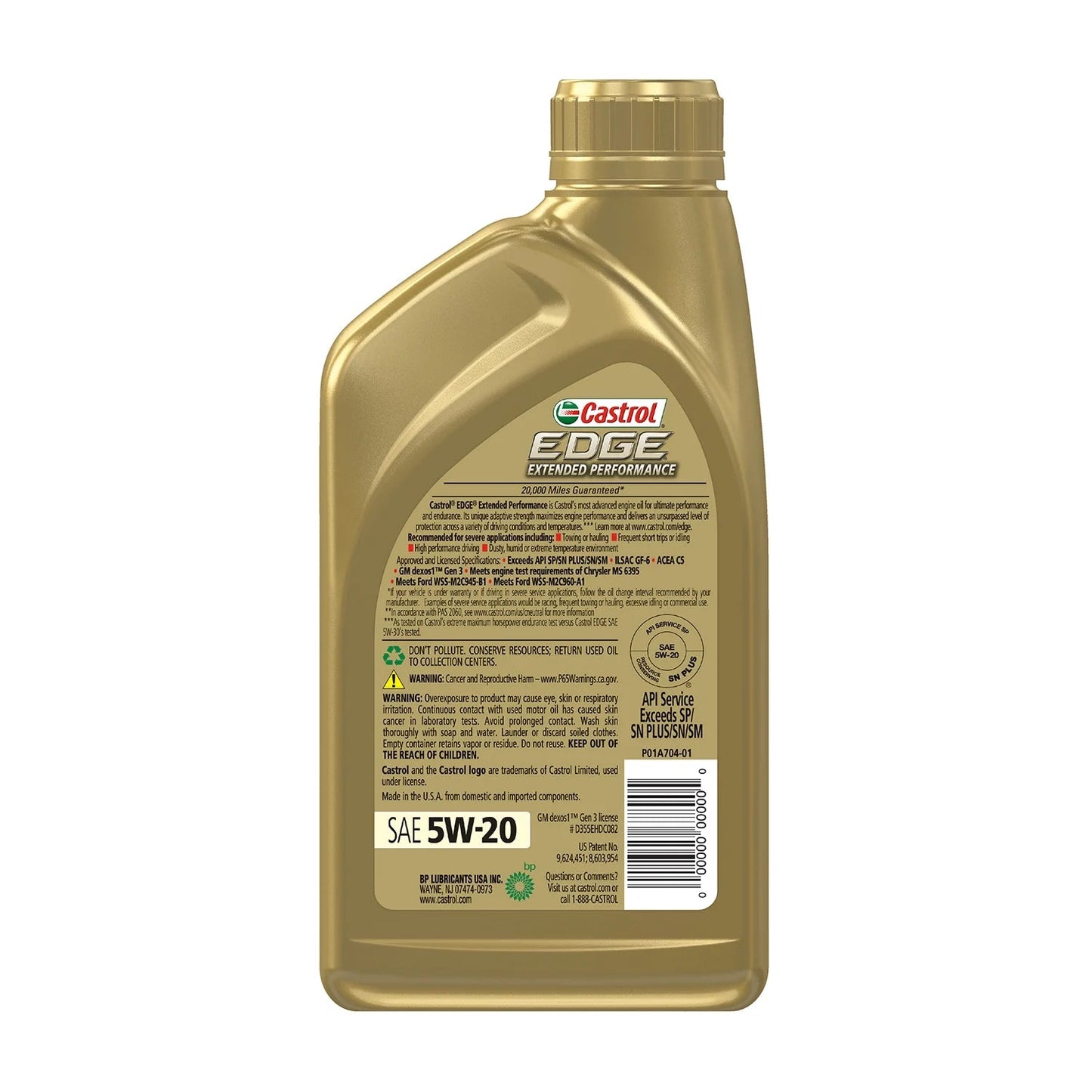 Edge Extended Performance 5W-20 Advanced Full Synthetic Motor Oil, 1 Quart, Case of 6