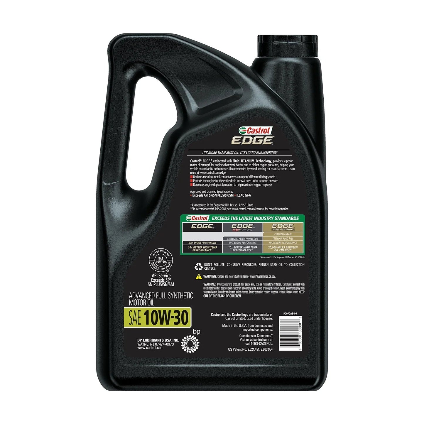 Edge 10W-30 Advanced Full Synthetic Motor Oil, 5 Quarts, Case of 3