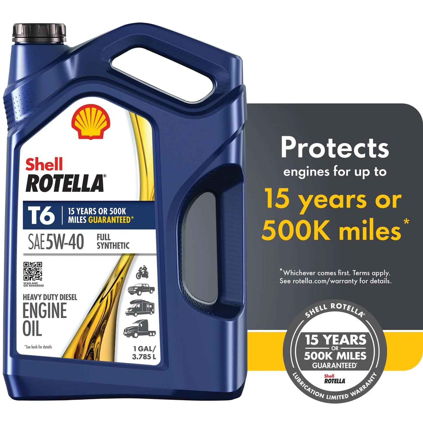 Shell T6 Full Synthetic 5W-40 Motor Oil, 1 Gallon (3 Pack)