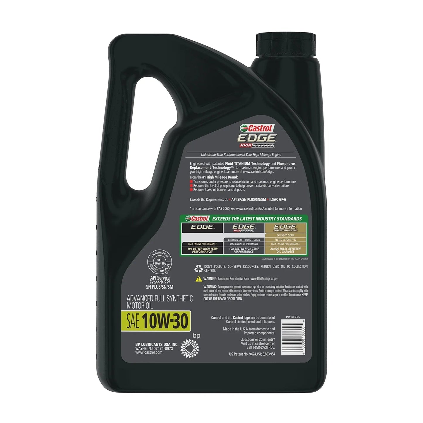 Edge High Mileage 10W-30 Advanced Full Synthetic Motor Oil, 5 Quarts, Case of 3