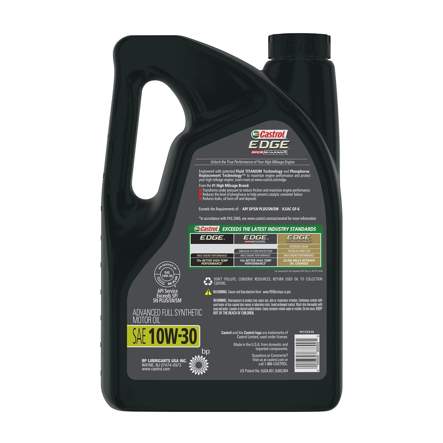 Edge High Mileage 10W-30 Advanced Full Synthetic Motor Oil, 5 Quarts, Case of 3