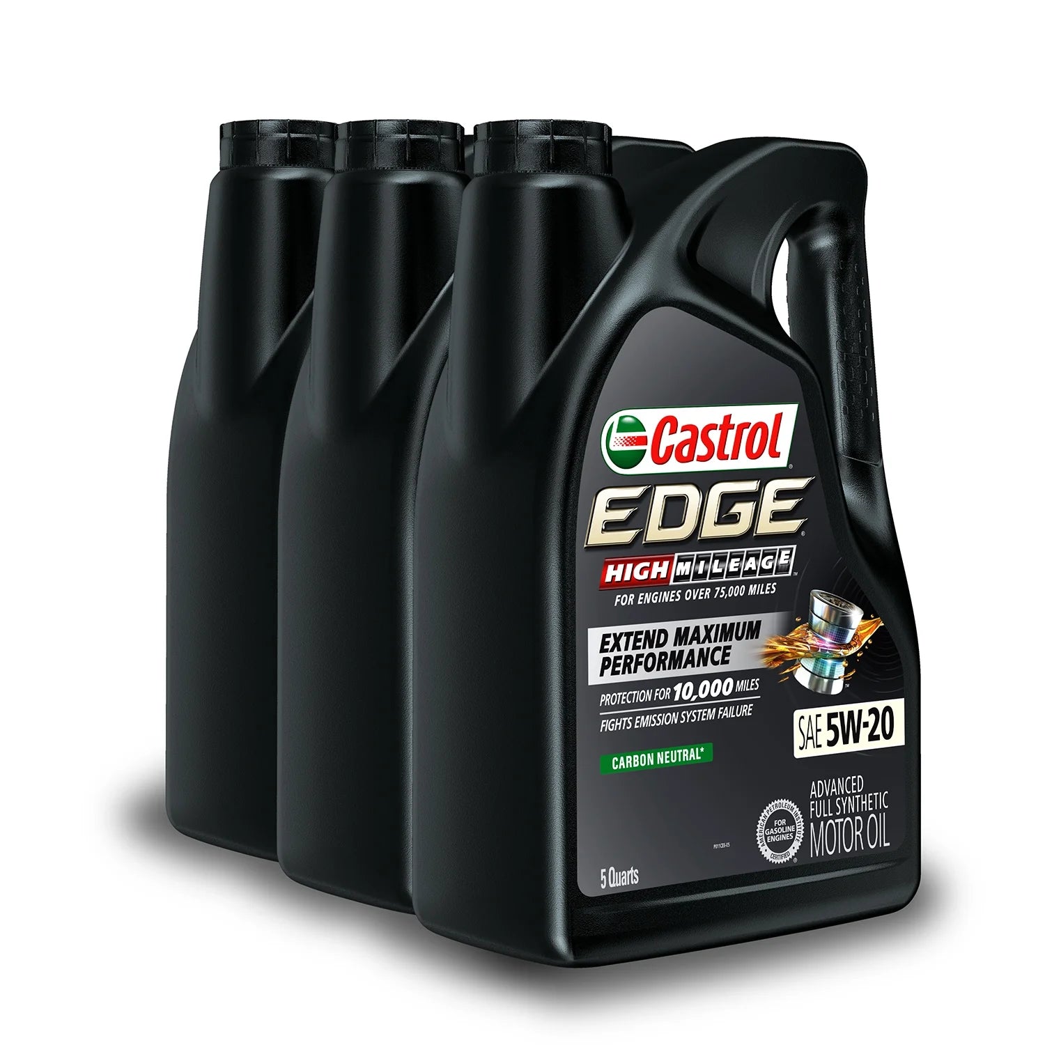 Edge High Mileage 5W-20 Advanced Full Synthetic Motor Oil, 5 Quarts, Case of 3