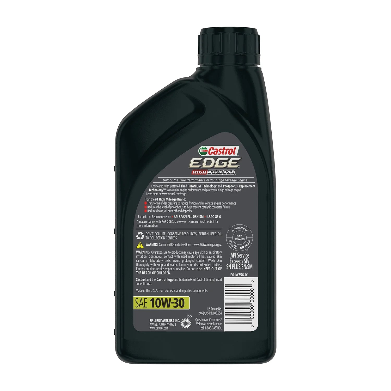 Edge High Mileage 10W-30 Advanced Full Synthetic Motor Oil, 1 Quart, Case of 6