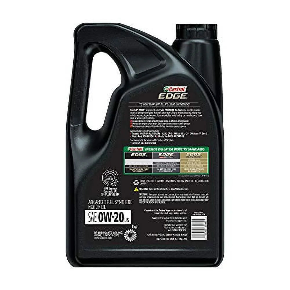 Edge 0W-20 Advanced Full Synthetic Motor Oil, 5 Quarts, Case of 3