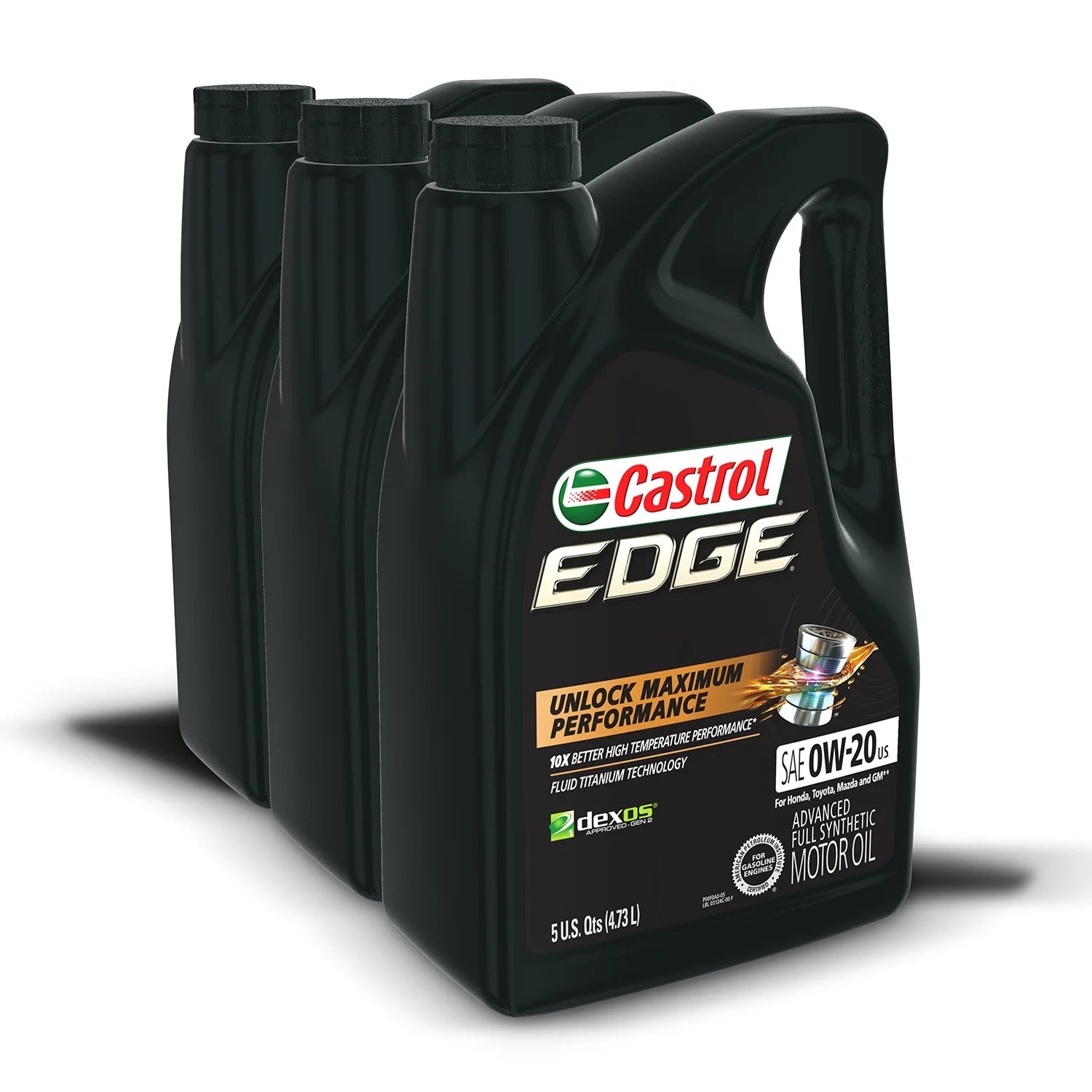 Edge 0W-20 Advanced Full Synthetic Motor Oil, 5 Quarts, Case of 3