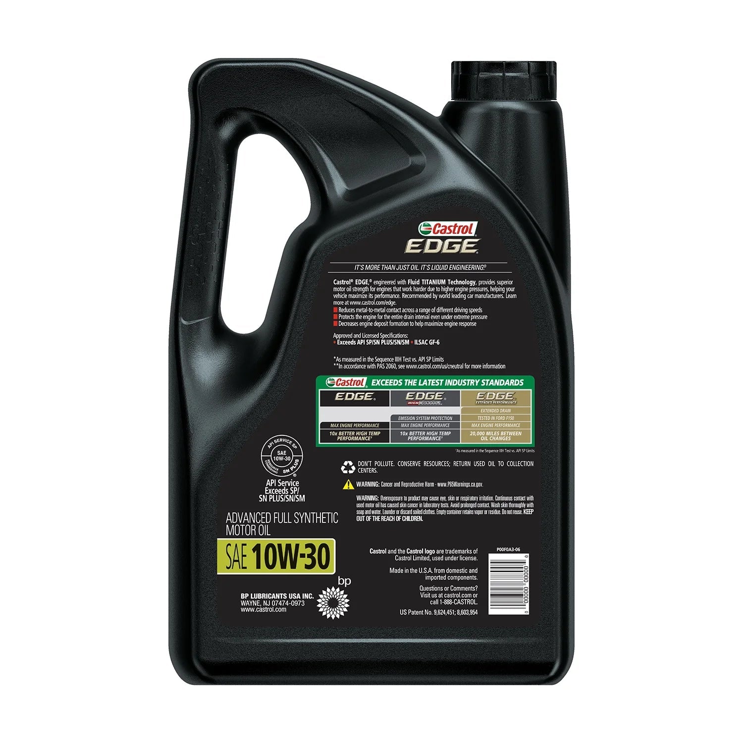 Edge 10W-30 Advanced Full Synthetic Motor Oil, 5 Quarts, Case of 3