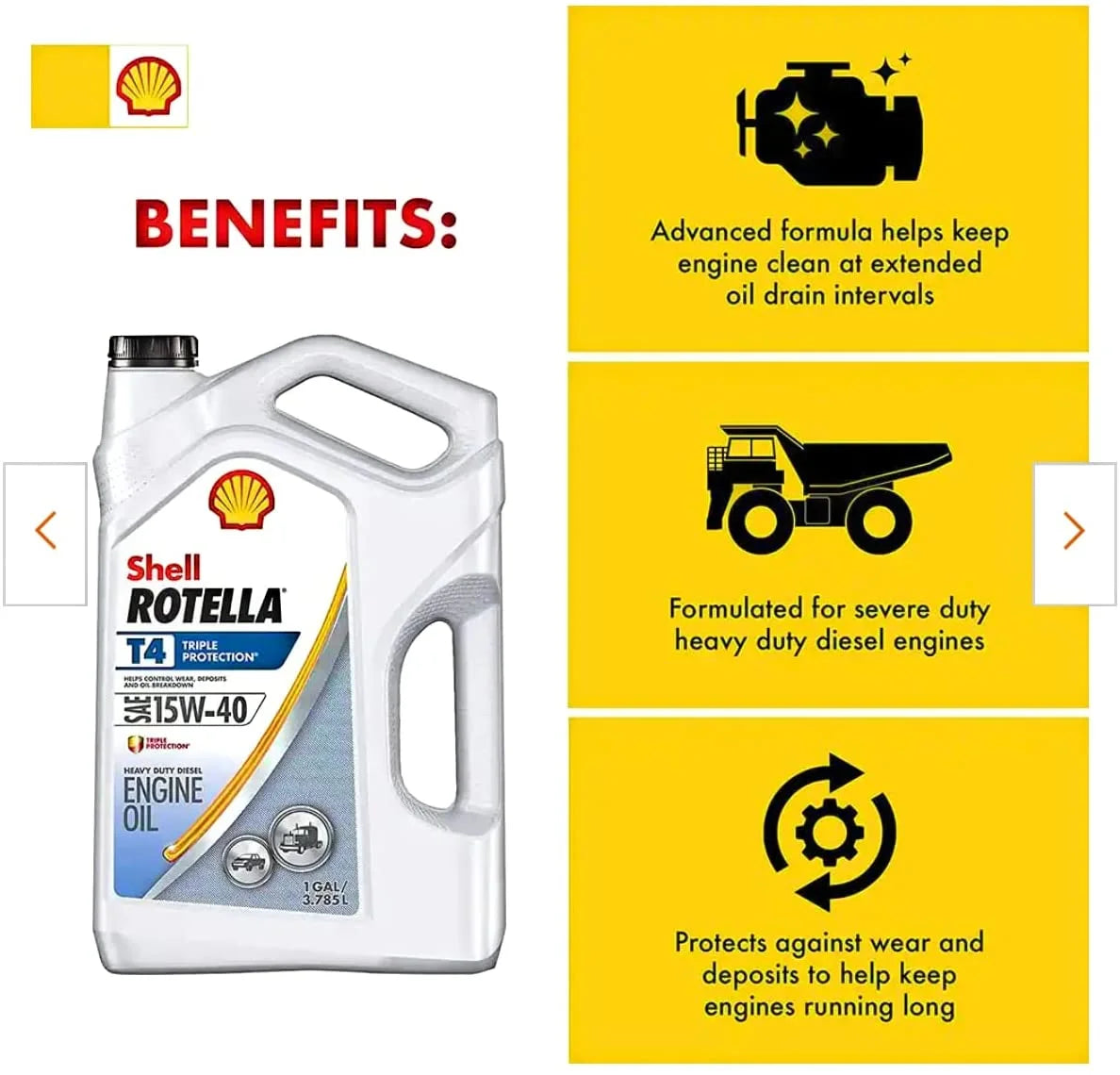 T4 Triple Protection Heavy Duty Diesel Engine Oil 15W-40, 1 Gal (3 Pack)