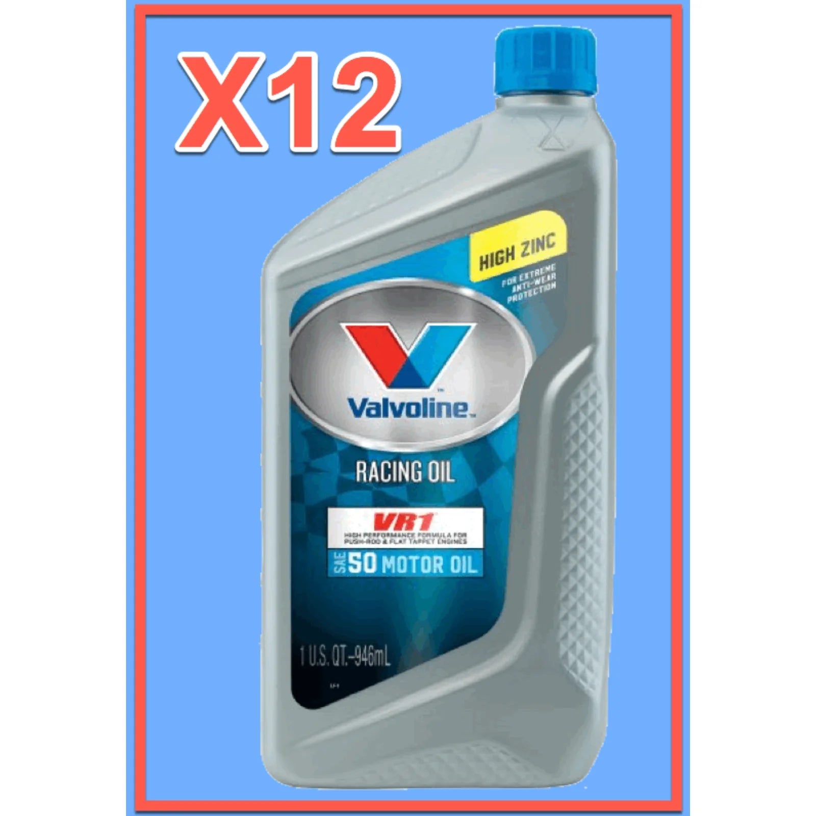 12 Quarts VR1 Racing Engine Motor Oil Valvoline SAE 50 MPN #822350